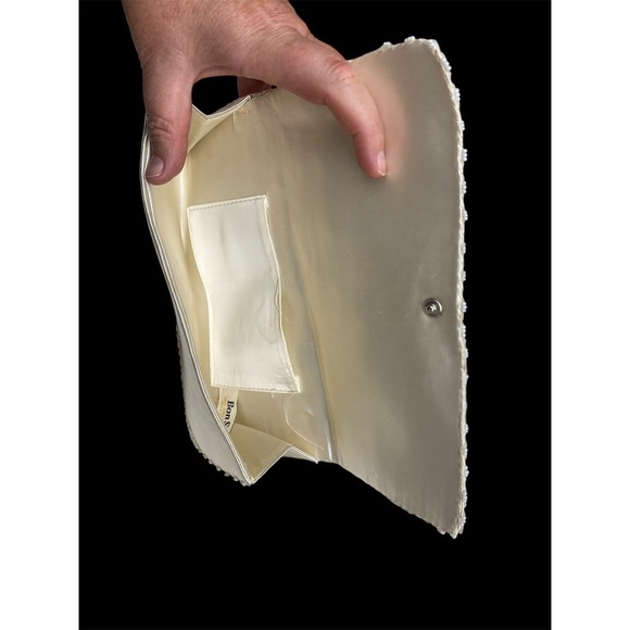 Vtg Bon Soir Ivory Italian Beaded Evening Purse Clutch Made In Hong Kong - Picture 5 of 7